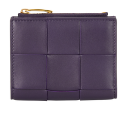 Bottega Veneta Intrecciato Wallet, Leather, Purple, MII, DB/B, 3*